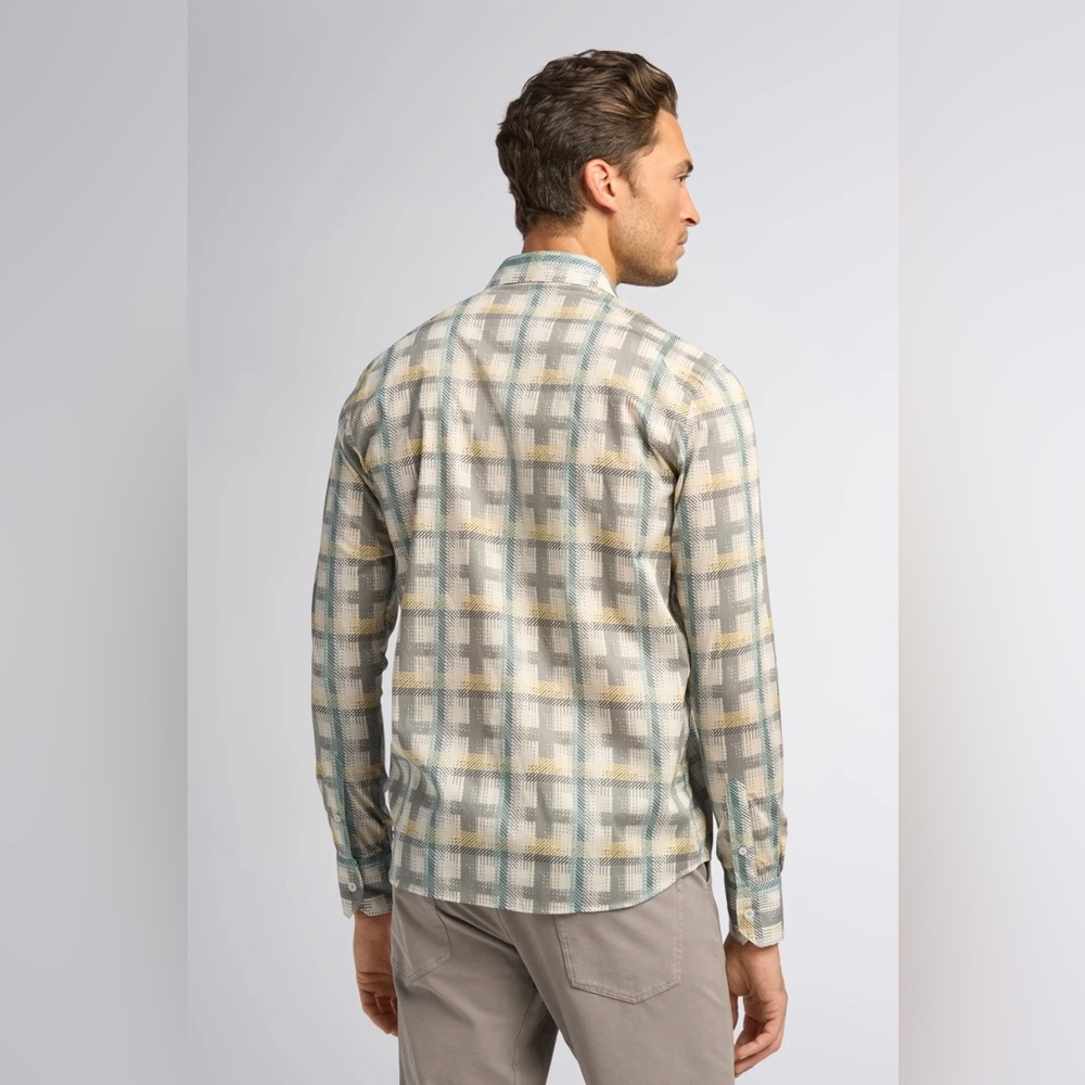 NWT GOOD MAN BRAND Big On-Point Printed Cotton Shirt Men XL Modern Twill Plaid